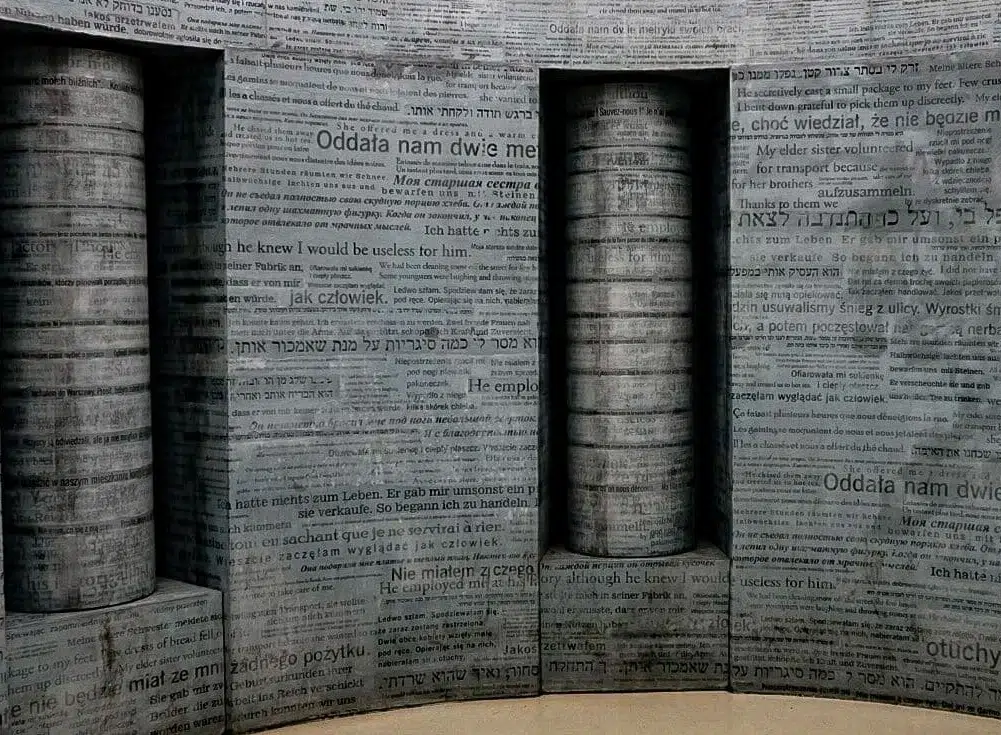 Wall of text at the Schindler's Factory Museum