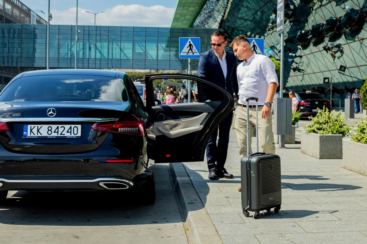 Premium Mercedes pickup outside Krakow Airport