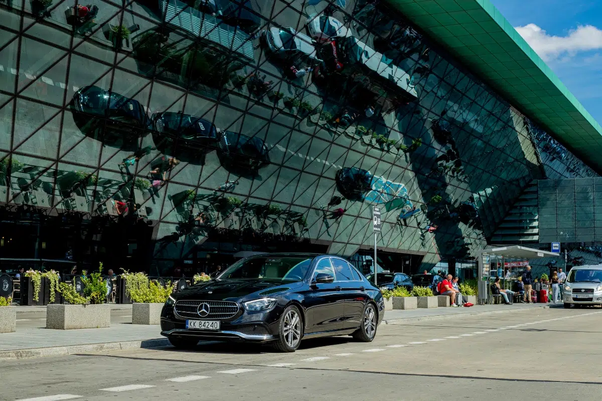 Chauffeur service outside Krakow Airport for private transfers